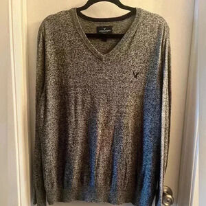 American Eagle Outfitters V Neck Classic Fit Sweater Gray Mens Large
